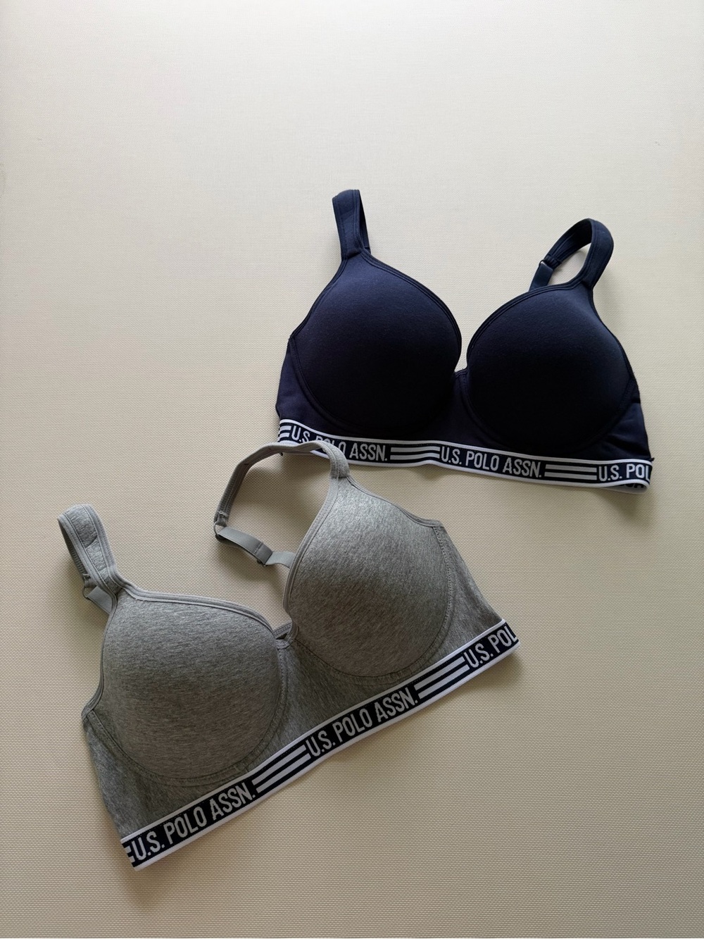 U.S. Polo Assn. Navy and Gray Wireless T-Shirt Bras - Pack
